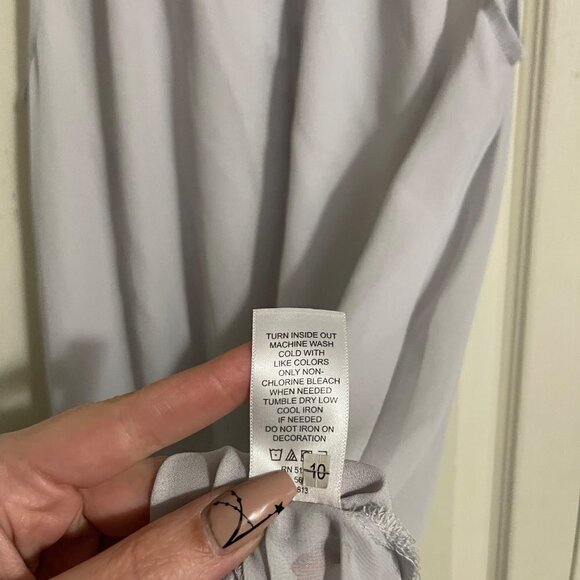 Studio Y Womens Y2K Gray Embellished Halter Neck Keyhole Semi Sheer Blouse Small - Picture 8 of 9